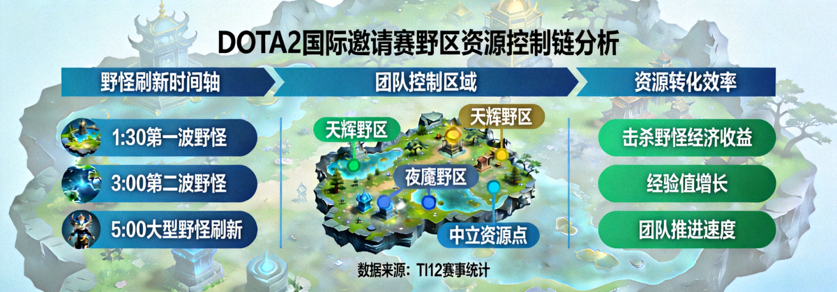DOTA2国际邀请赛野区资源控制链分析示意图